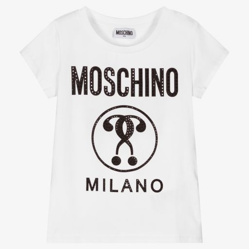 Moschino Kid-Teen-تيشيرت تينز بناتي قطن جيرسي لون أبيض | Childrensalon Outlet