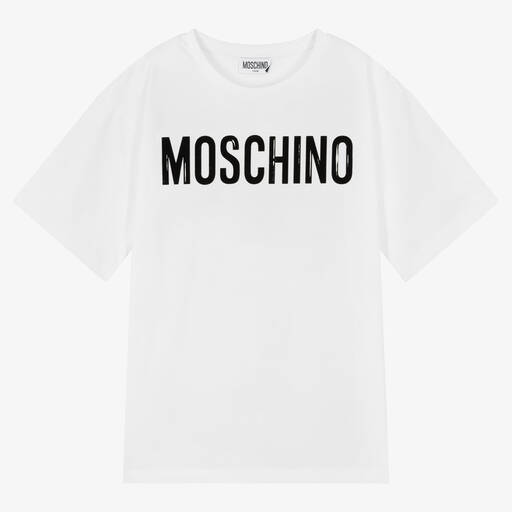 Moschino Kid-Teen-Teen Girls White Logo T-Shirt | Childrensalon Outlet