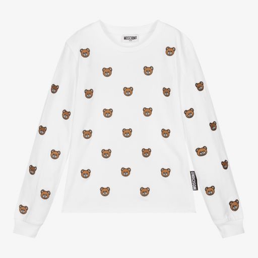 Moschino Kid-Teen-Teen Girls White Logo Top | Childrensalon Outlet