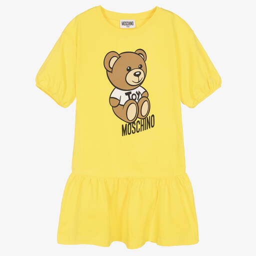 Moschino Kid-Teen-Teen Girls Yellow Jersey Logo Dress | Childrensalon Outlet