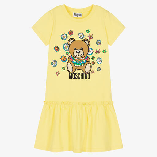 Moschino Kid-Teen-Teen Girls Yellow Logo Dress | Childrensalon Outlet