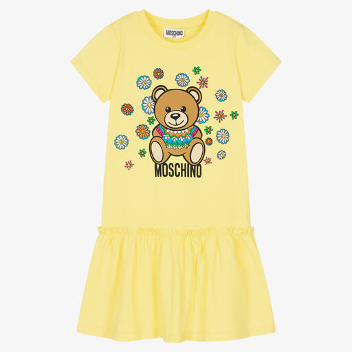 Moschino Kid-Teen-فستان تينز بناتي قطن جيرسي لون أصفر | Childrensalon Outlet