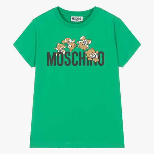 Moschino Kid-Teen-Teen Green Cotton Teddy Bear T-Shirt | Childrensalon Outlet