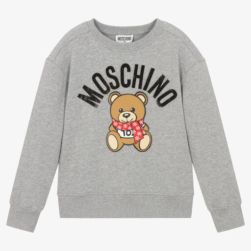 Moschino Kid-Teen-سويتشيرت قطن جيرسي لون رمادي تينز | Childrensalon Outlet