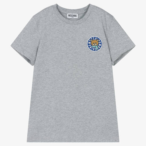 Moschino Kid-Teen-Teen Grey Cotton Teddy Bear T-Shirt | Childrensalon Outlet