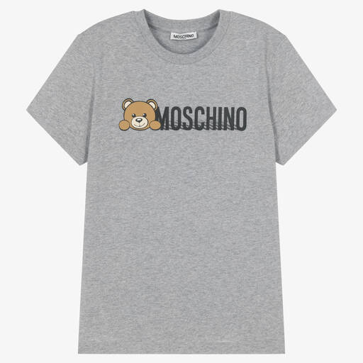 Moschino Kid-Teen-Teen Grey Cotton Teddy Bear T-Shirt | Childrensalon Outlet