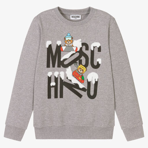 Moschino Kid-Teen-Teen Grey Logo Sweatshirt | Childrensalon Outlet