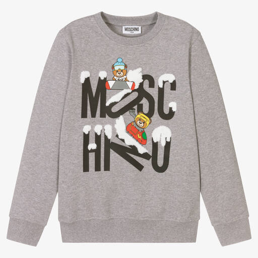Moschino Kid-Teen-سويتشيرت تينز قطن جيرسي لون رمادي | Childrensalon Outlet