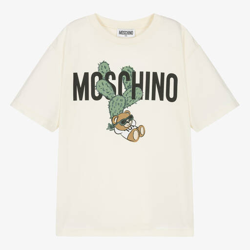 Moschino Kid-Teen-Teen Ivory Cactus Bear Cotton T-Shirt | Childrensalon Outlet