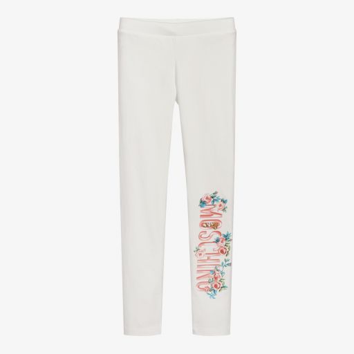 Moschino Kid-Teen-Teen Ivory Logo Leggings | Childrensalon Outlet