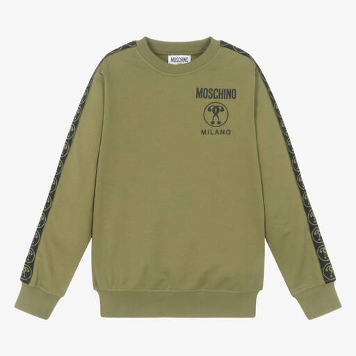 Moschino Kid-Teen-Teen Khaki Green Cotton Sweatshirt | Childrensalon Outlet