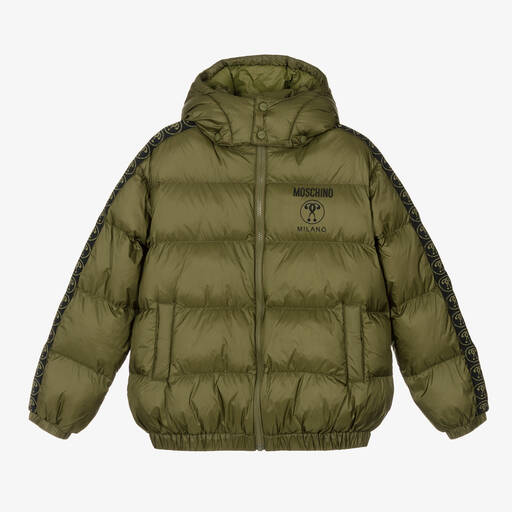 Moschino Kid-Teen-Teen Khaki Green Puffer Jacket | Childrensalon Outlet