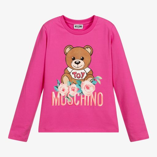 Moschino Kid-Teen-Teen Pink Bear Logo Top | Childrensalon Outlet