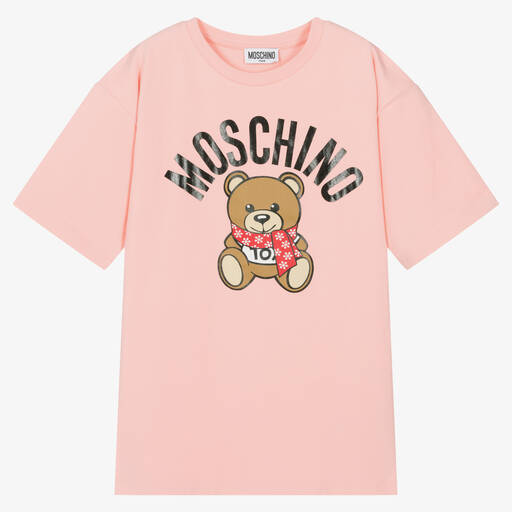 Moschino Kid-Teen-Teen Pink Cotton Oversized T-Shirt | Childrensalon Outlet