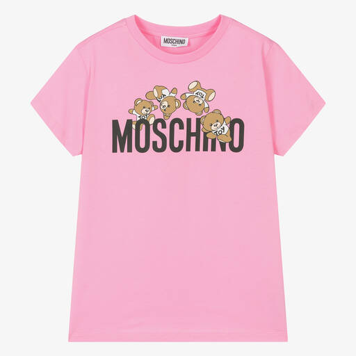 Moschino Kid-Teen-Teen Pink Cotton Teddy Bear T-Shirt | Childrensalon Outlet