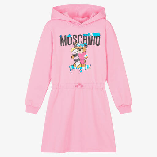 Moschino Kid-Teen-Teen Pink Logo Hooded Dress | Childrensalon Outlet