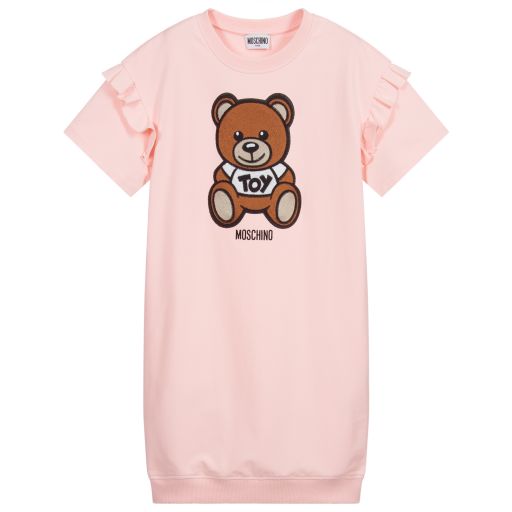 Moschino Kid-Teen-Teen Pink Logo Ruffle Dress | Childrensalon Outlet