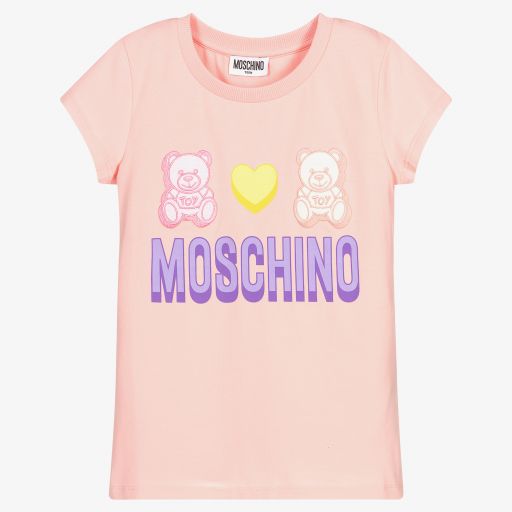 Moschino Кид-Тин-Розовая футболка с медвежонком для подростков | Childrensalon Outlet