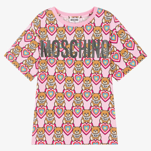 Moschino Kid-Teen-Teen Pink Teddy Heart T-Shirt | Childrensalon Outlet
