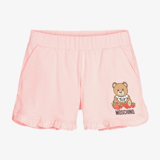 Moschino Kid-Teen-Teen Pink Teddy Logo Shorts | Childrensalon Outlet