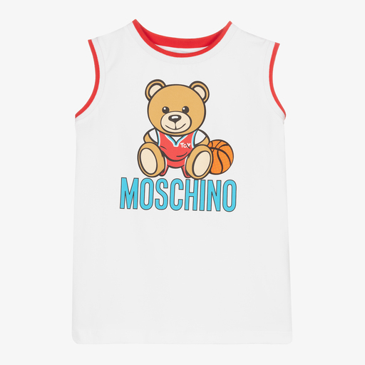 Moschino Kid-Teen-Teen White Basketball Vest Top | Childrensalon Outlet