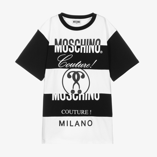 Moschino Kid-Teen-Teen White & Black T-Shirt | Childrensalon Outlet