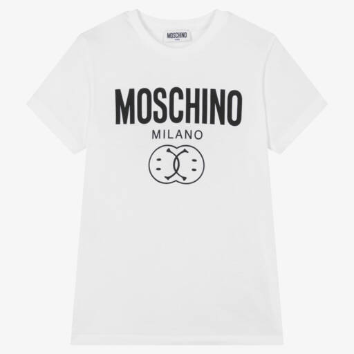 Moschino Кид-Тин-Teen White Cotton Double Smiley T-Shirt | Childrensalon Outlet