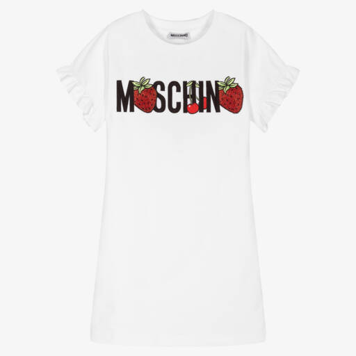 Moschino Kid-Teen-Teen White Cotton Jersey Dress | Childrensalon Outlet