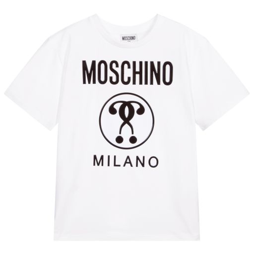 Moschino Kid-Teen-Teen White Logo T-Shirt | Childrensalon Outlet