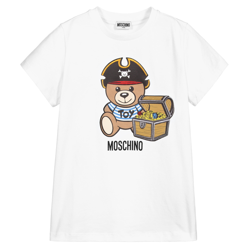 Moschino Kid-Teen-Teen White Logo T-Shirt | Childrensalon Outlet