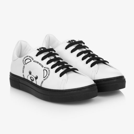 Moschino Kid-Teen-Teen White Logo Trainers | Childrensalon Outlet
