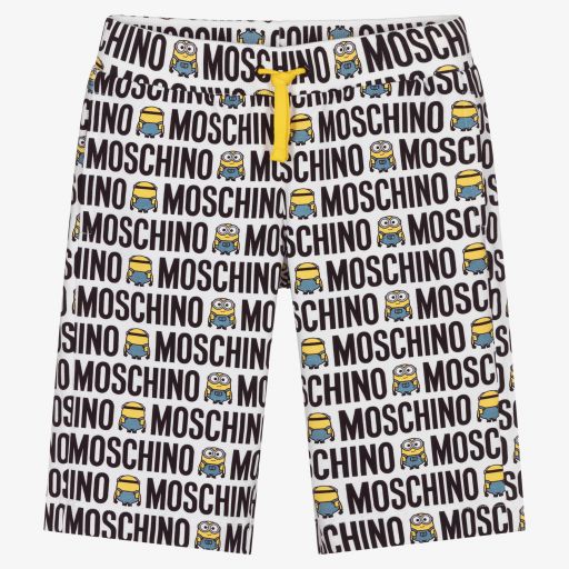 Moschino Kid-Teen-Teen White Minions Logo Shorts | Childrensalon Outlet