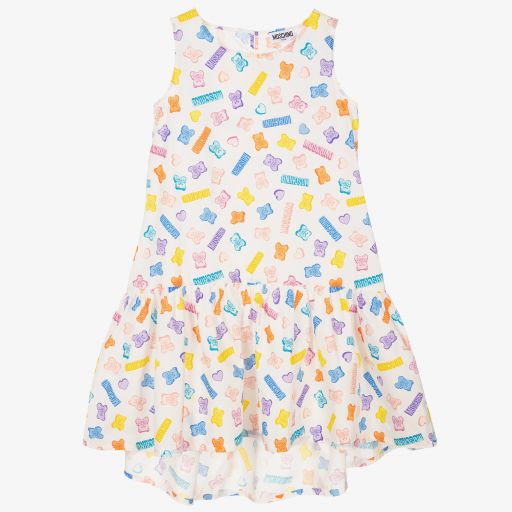 Moschino Kid-Teen-فستان تينز بناتي قطن لون أبيض | Childrensalon Outlet