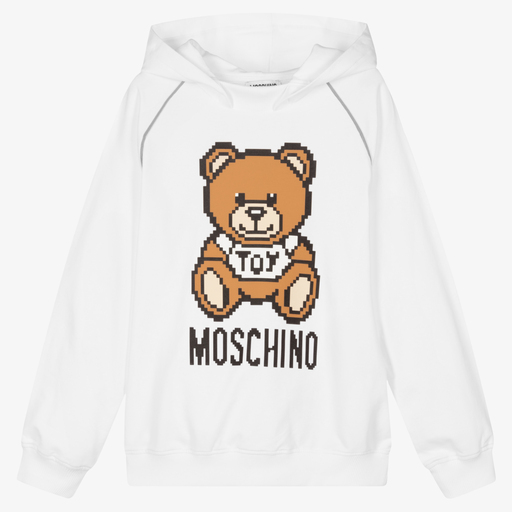 Moschino Kid-Teen-Sweat à capuche blanc Teddy Ado | Childrensalon Outlet