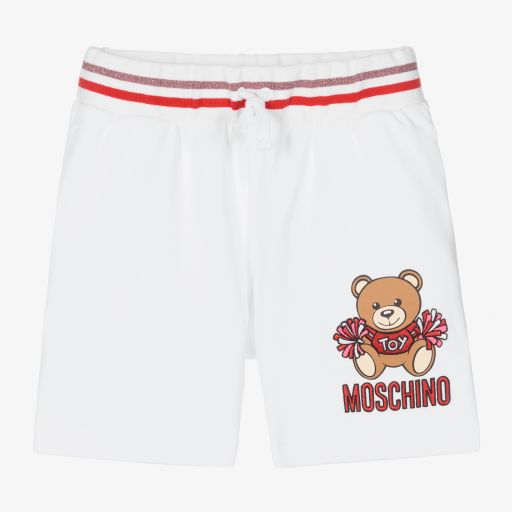 Moschino Kid-Teen-Teen White Teddy Logo Shorts | Childrensalon Outlet