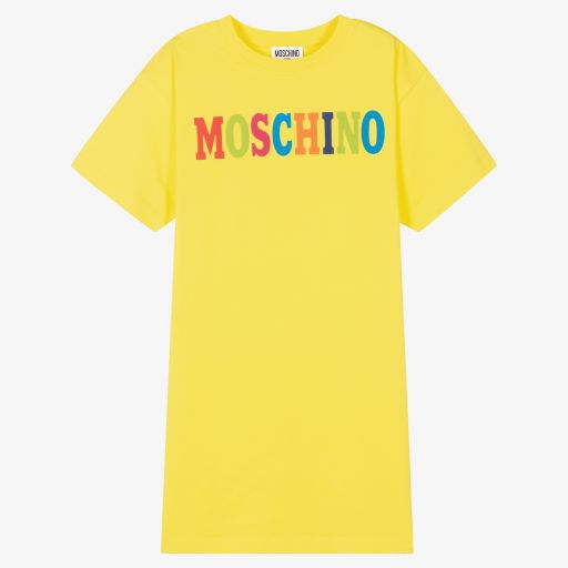 Moschino Kid-Teen-Teen Yellow Cotton Logo Dress | Childrensalon Outlet