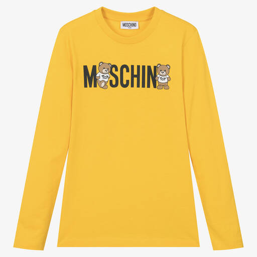 Moschino Kid-Teen-Teen Yellow Cotton Teddy Bear Top  | Childrensalon Outlet