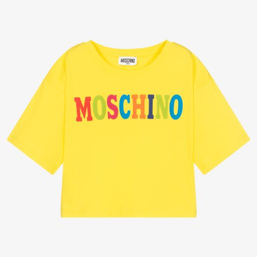 Moschino Kid-Teen-Teen Yellow Cropped T-Shirt | Childrensalon Outlet