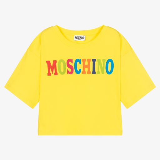 Moschino Kid-Teen-Teen Yellow Cropped T-Shirt | Childrensalon Outlet
