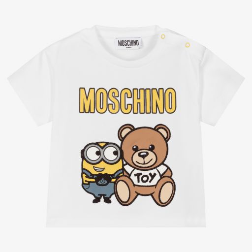 Moschino Baby-Weißes Baumwoll-T-Shirt für Babys | Childrensalon Outlet