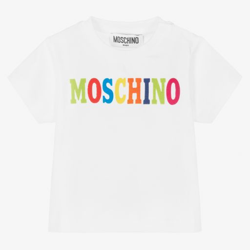 Moschino Baby-White Cotton Baby T-Shirt | Childrensalon Outlet