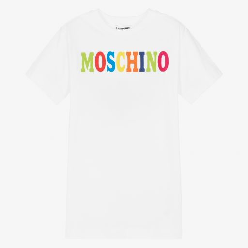 Moschino Kid-Teen-White Cotton Jersey Dress | Childrensalon Outlet