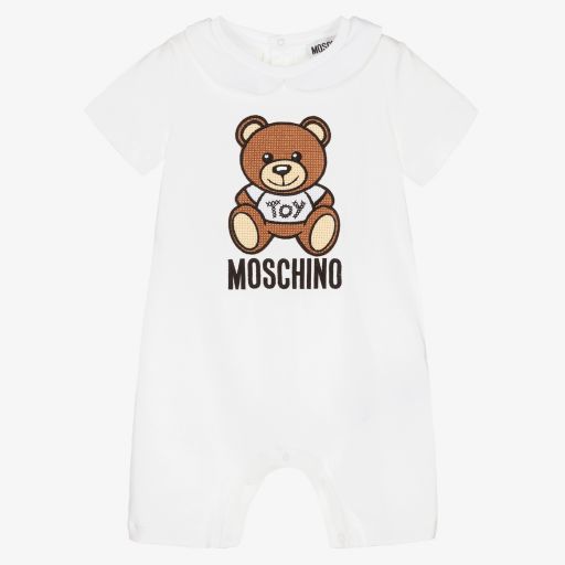 Moschino Baby-Weißer Baumwollspieler für Babys | Childrensalon Outlet