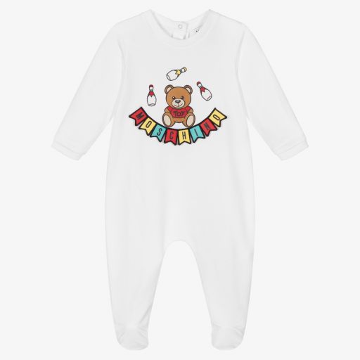 Moschino Baby-Weißer Strampler aus Baumwolle  | Childrensalon Outlet