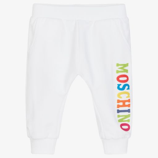 Moschino Baby-White Cotton Logo Joggers | Childrensalon Outlet