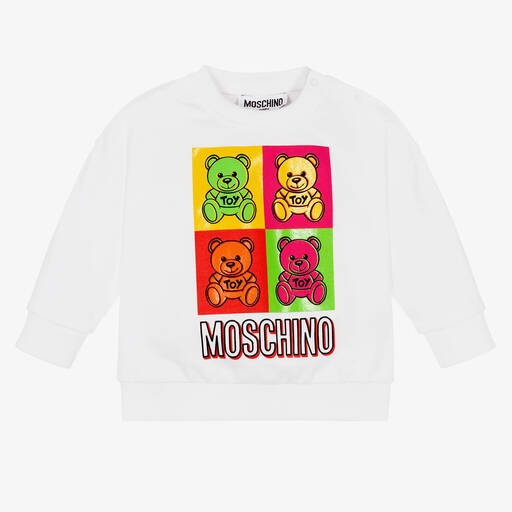 Moschino Baby-سويتشيرت قطن جيرسي لون أبيض للأطفال | Childrensalon Outlet