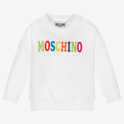 Moschino Baby-White Logo Baby Sweatshirt | Childrensalon Outlet