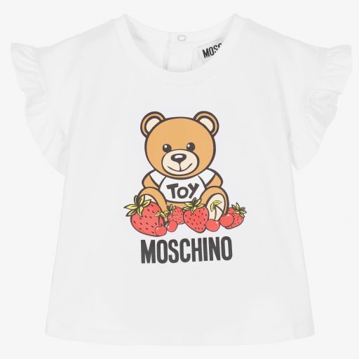 Moschino Baby-White Strawberry T-Shirt | Childrensalon Outlet