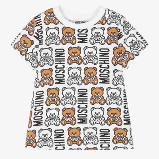 Moschino Кид-Тин-Белая футболка с медвежатами | Childrensalon Outlet