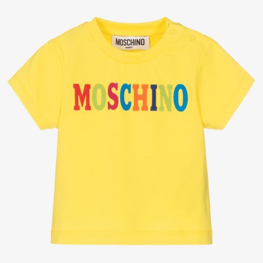 Moschino Baby-Yellow Cotton Baby T-Shirt | Childrensalon Outlet